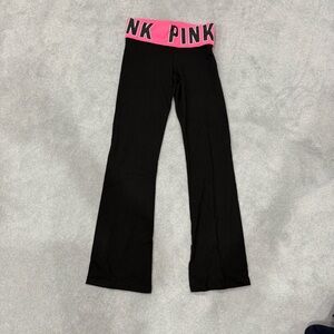 Victoria's Secret Black Yoga Pant with Pink Waistband